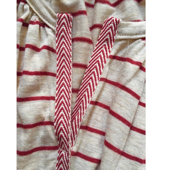 NWT Max Studio Sleeveless Tank Top Tunic Size M Red Oatmeal Striped Split Neck - Picture 8 of 10